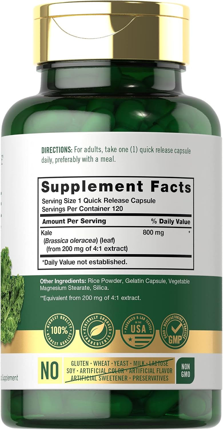 Carlyle Kale Supplement (120 Capsules) | Herbal Leaf Extract | Non-GMO & Gluten-free - görsel 2