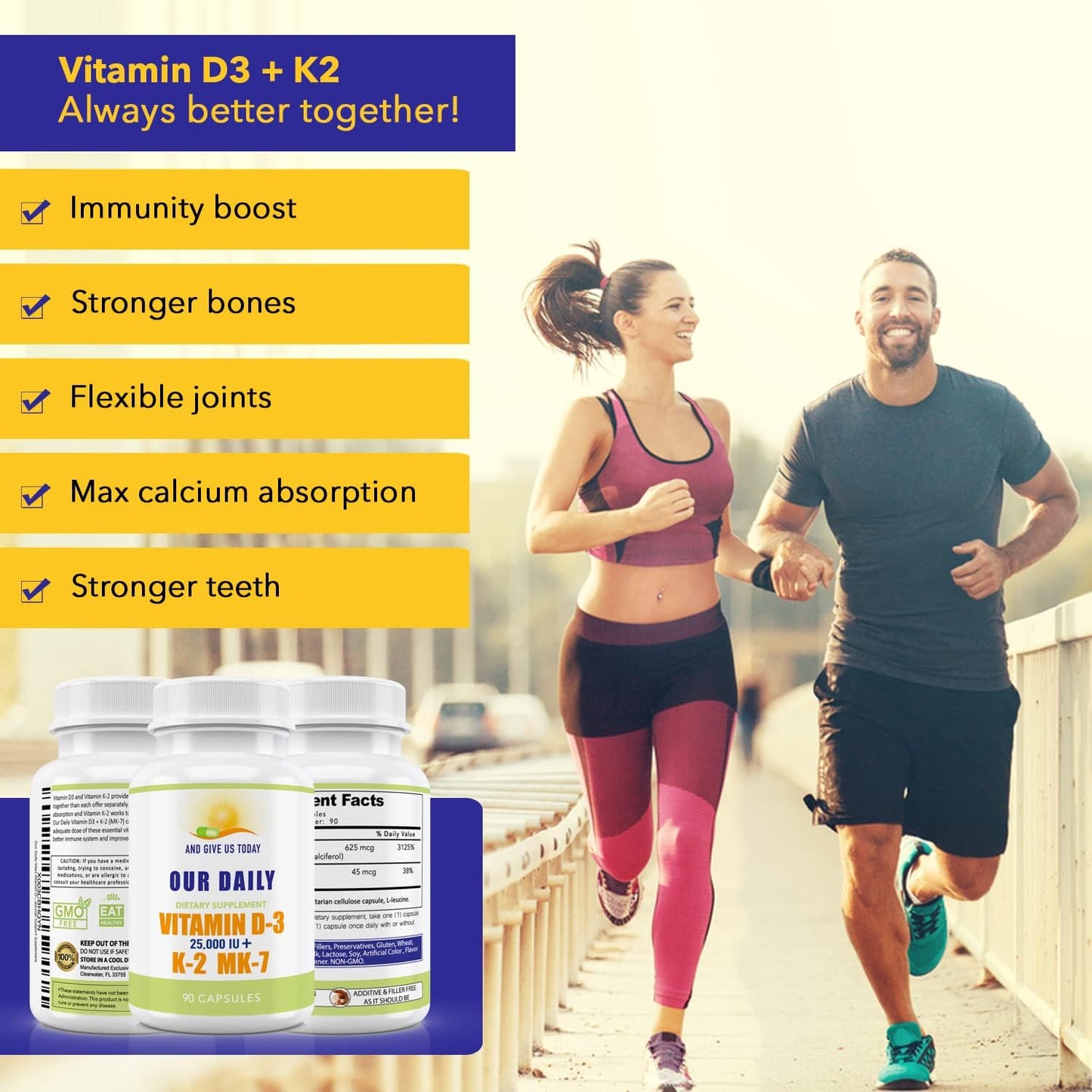 Our Daily Vites Vitamin D-3 25,000 IU + K2 - High Potency D3 with Vitamin K for Bone, Immune, Mood and Cardiovascular Support - görsel 3