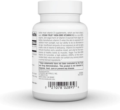 Source Naturals Vegan True Non-GMO Vitamin D-3, 2000 IU - 90 Capsules