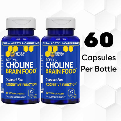 Acetylcholine Brain Food - Acetyl L-Carnitine & Alpha GPC Supplement - 120 Capsules