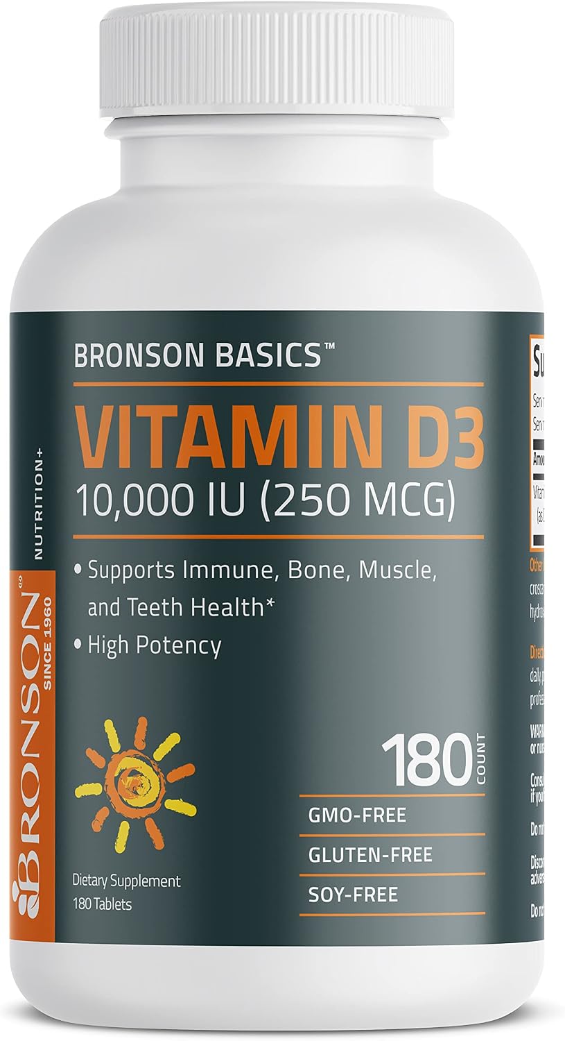 Bronson Vitamin D3 10,000 IU (250 mcg) - 180 Tablets for Immune & Muscle Support - görsel 6