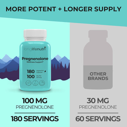 Brain & Hormone Support Pregnenolone – 180 Vegetable Capsules