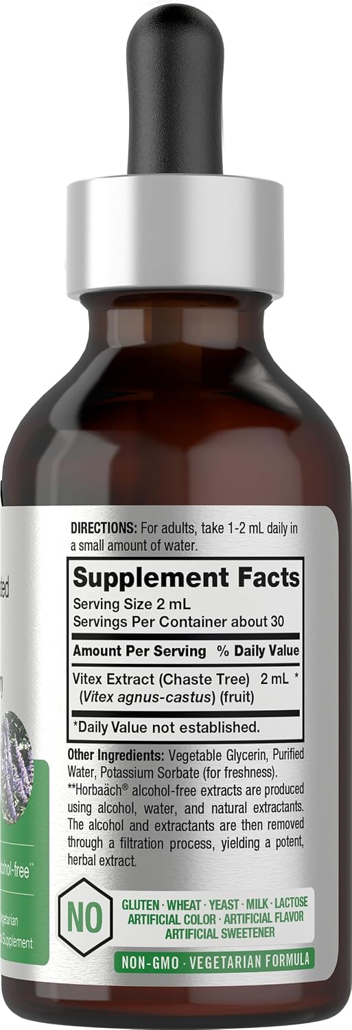 Horbäach Vitex Berry Chasteberry Extract Tincture | 2 fl oz | Super Concentrated Liquid | Alcohol Free Chaste Tree Berry Supplement | Vegetarian, Non-GMO, Gluten-free - görsel 2
