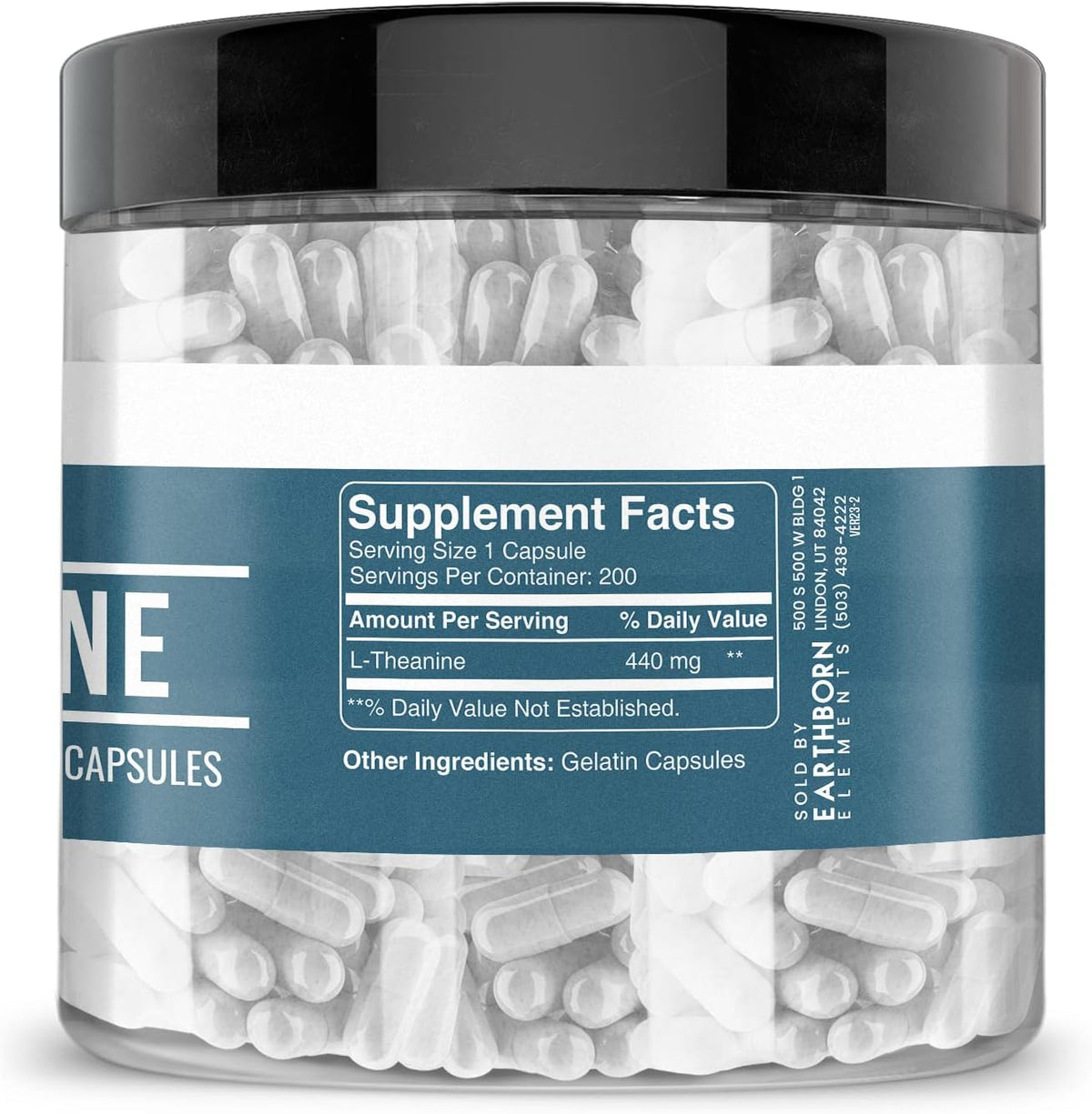 Earthborn Elements L-Theanine 200 Capsules, Pure and Undiluted, No Additives - görsel 4