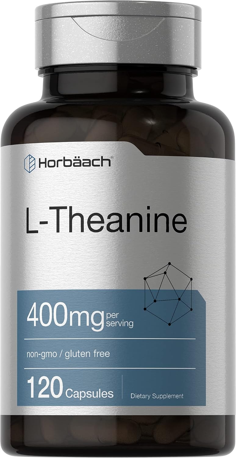 Horbäach L-Theanine 400mg, 400 Capsules - High Potency Food Supplement, Non-GM & Gluten-free - görsel 8