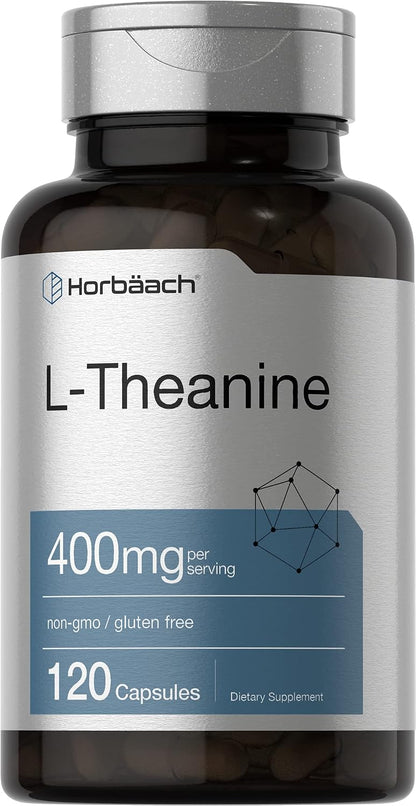 Horbäach L-Theanine 400mg, 400 Capsules - High Potency Food Supplement, Non-GM & Gluten-free