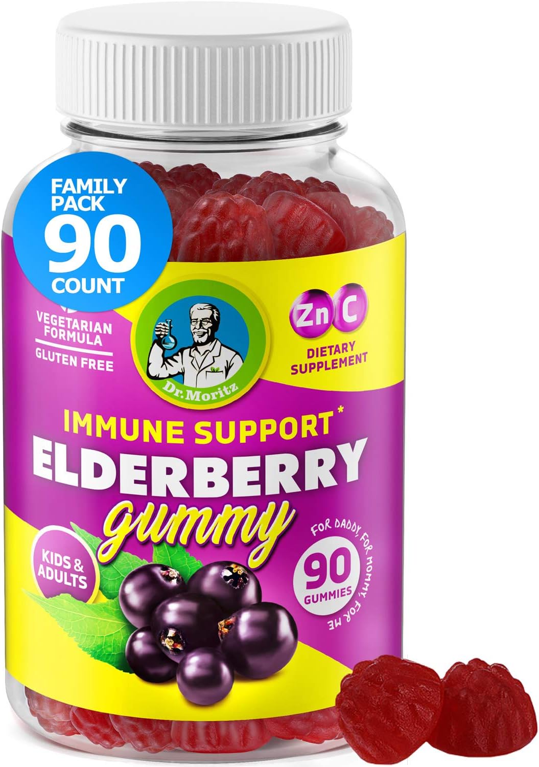 DR. MORITZ Elderberry Gummies for Children (60 Count) and Children's Multivitamin Gummies Bundle (120 Count, 2 Pack) – for Immune Support and Overall Health – Toddler Vitamins Supplement - görsel 8
