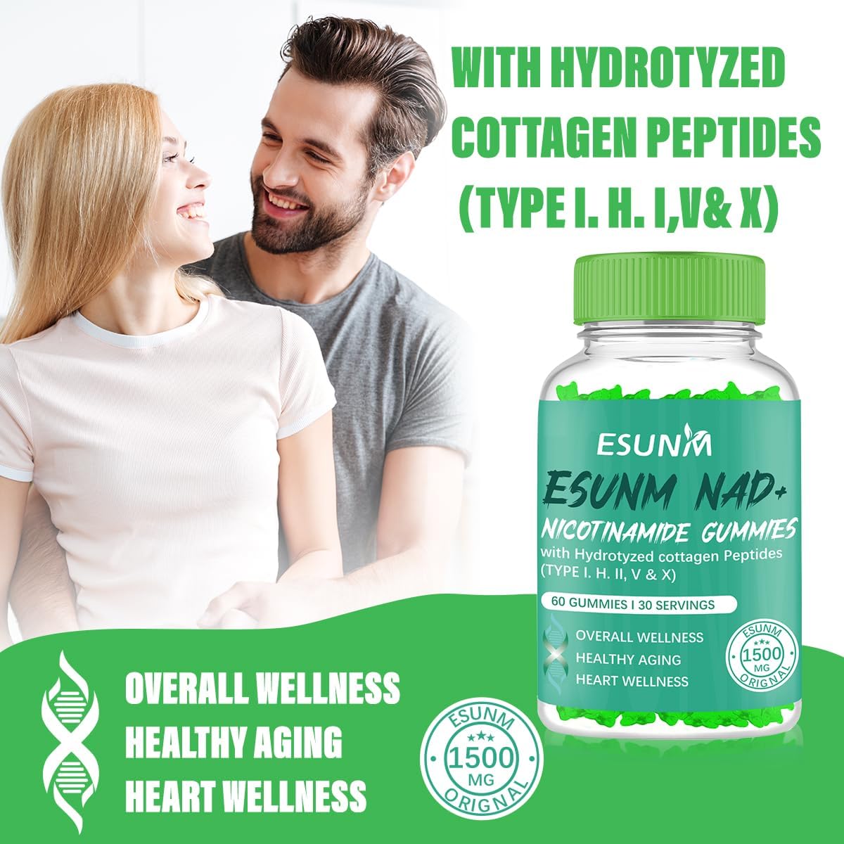 ESUNM Nicotinamide Riboside Gummies with Resveratrol – 60 Gummies - görsel 5