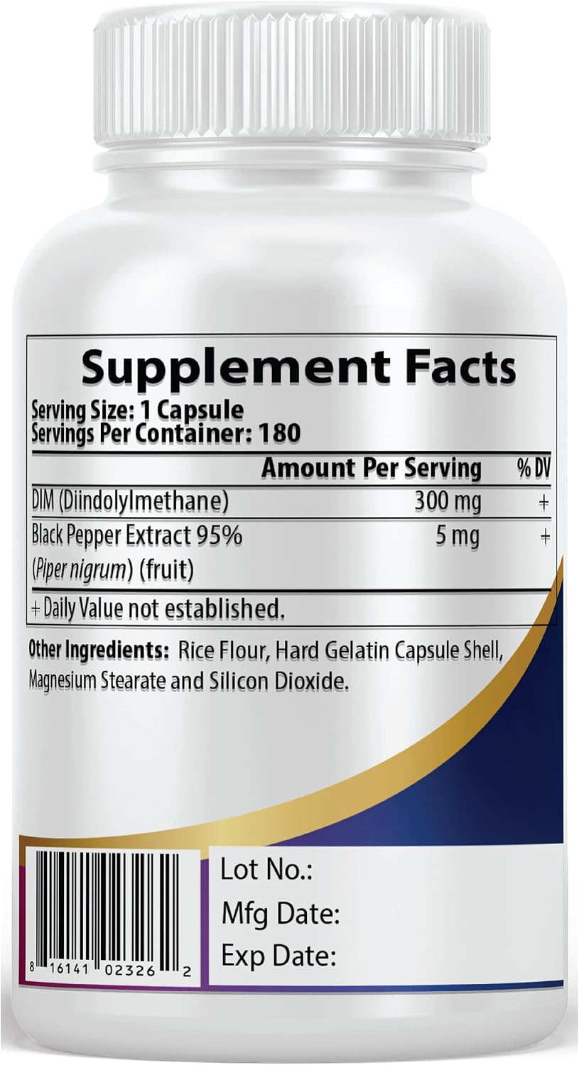 Pacific Nature's DIM 300mg with Black Pepper (90 Capsules) - Diindolylmethane Food Supplement for Hormone Health - görsel 4