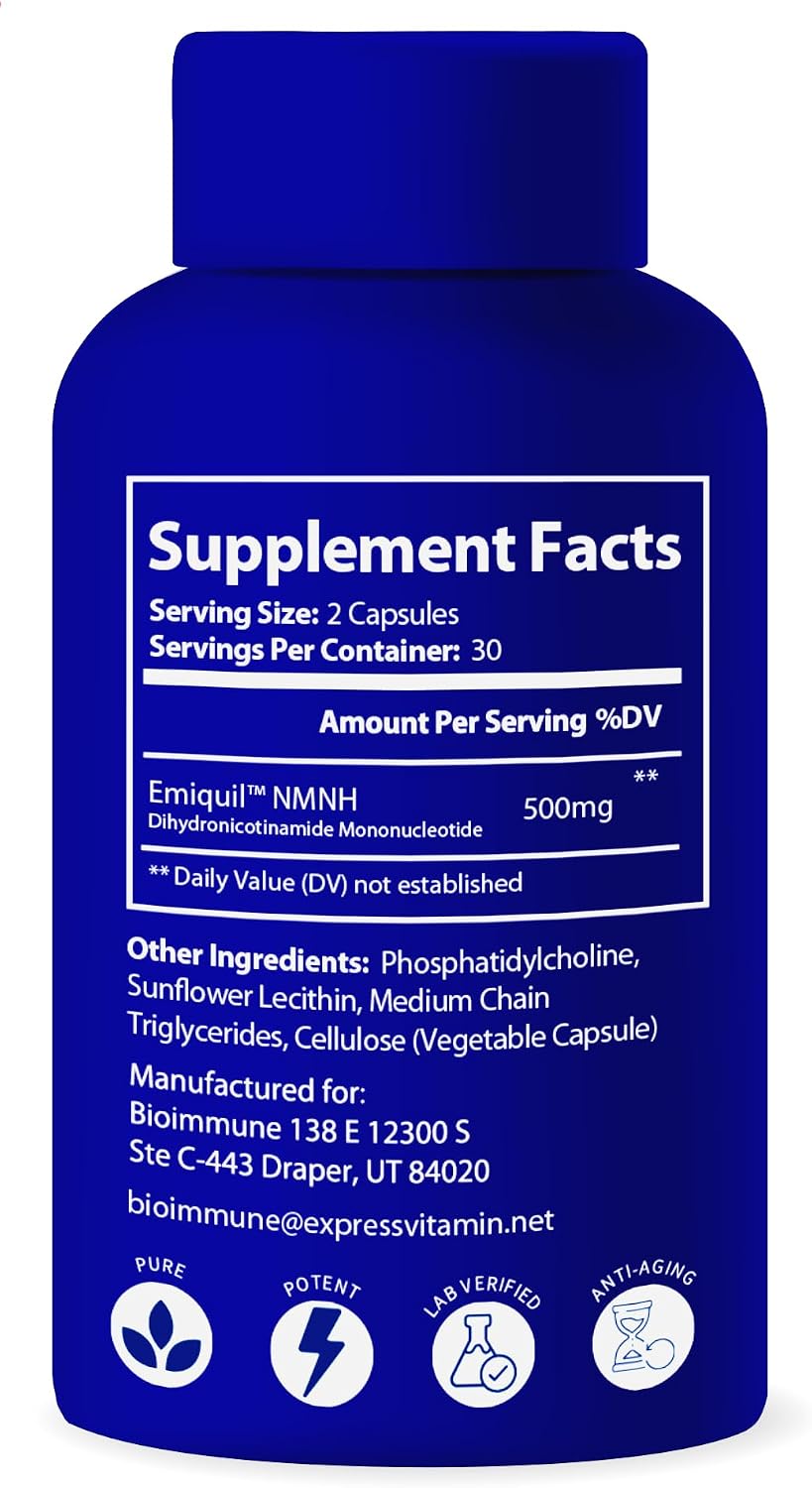 BioImmune Emiquil™ Liposomal NMNH, 500mg – NAD Supplement (NMN Alternative) - görsel 8