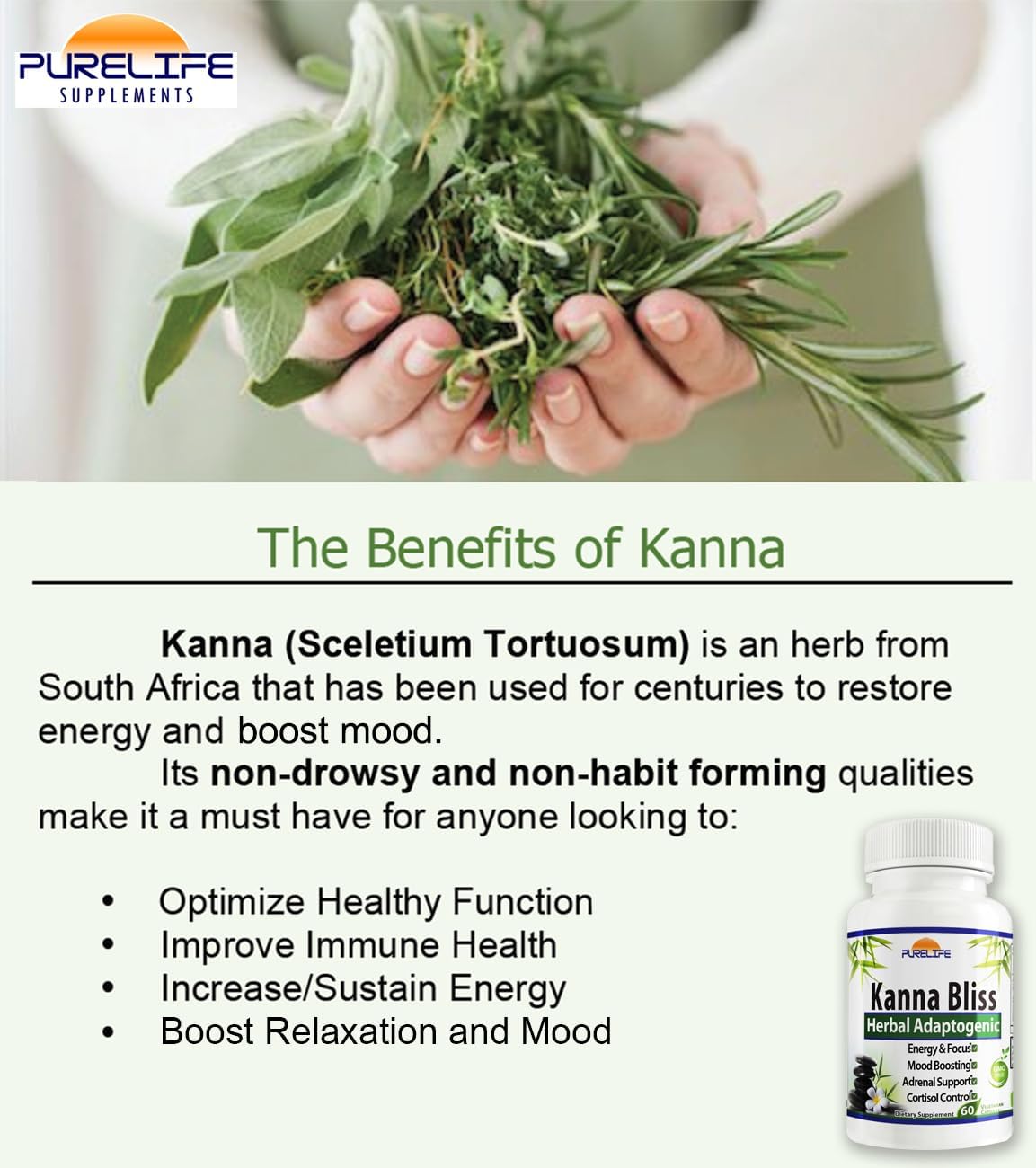 Kanna Bliss - Herbal Adaptogen Supplement (60 Vegetarian Capsules) - görsel 4