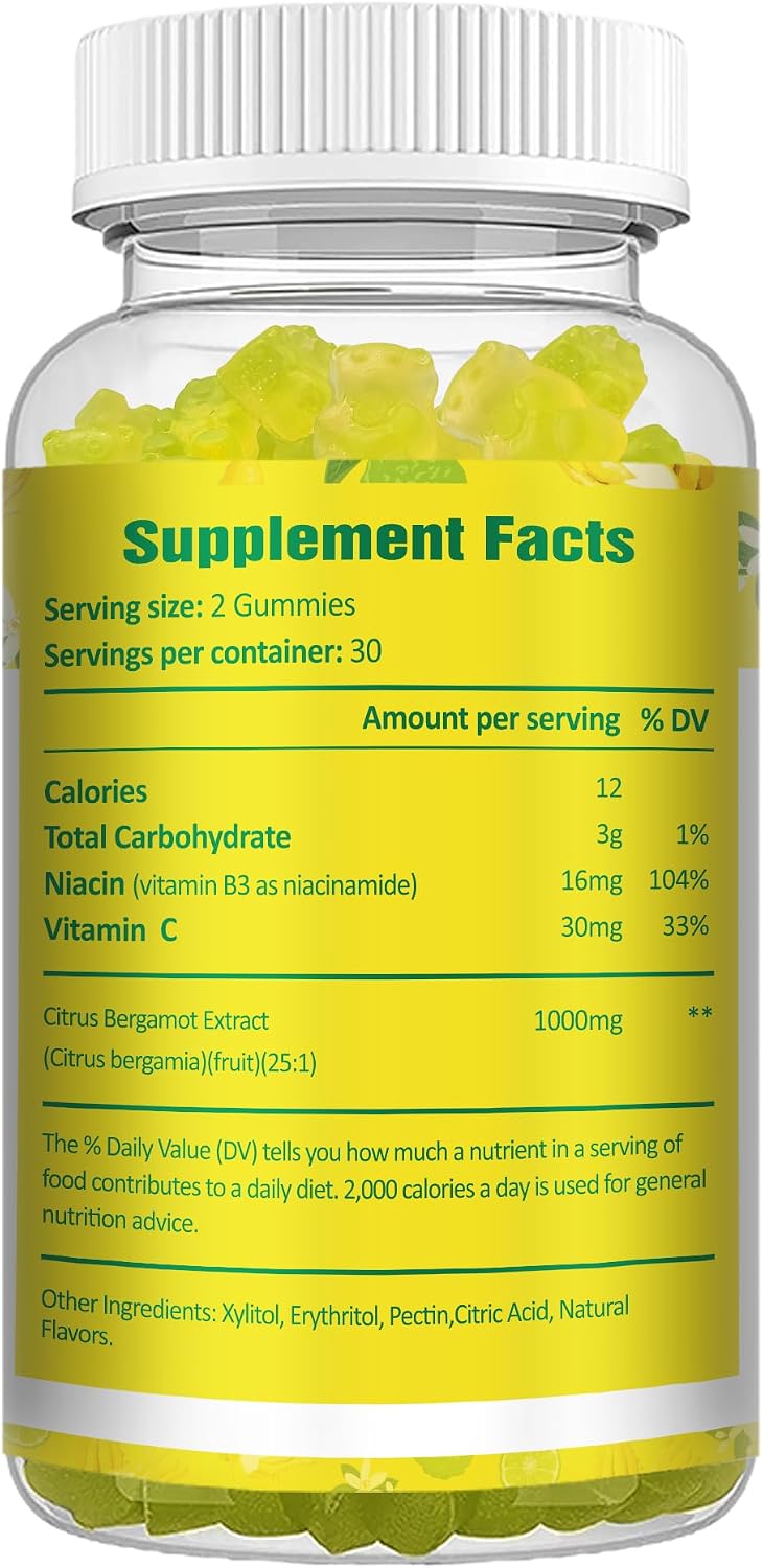 Sugar Free Citrus Bergamot Gummies – All Natural 25:1 Italian Bergamot Extract, Vegan - görsel 8