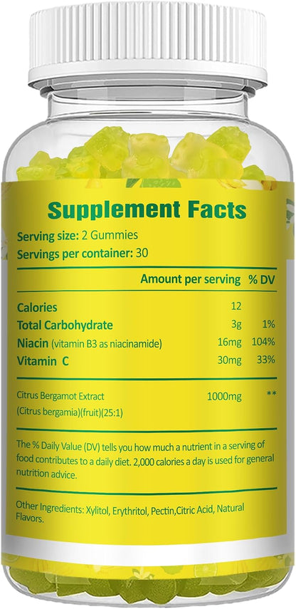 Sugar Free Citrus Bergamot Gummies – All Natural 25:1 Italian Bergamot Extract, Vegan