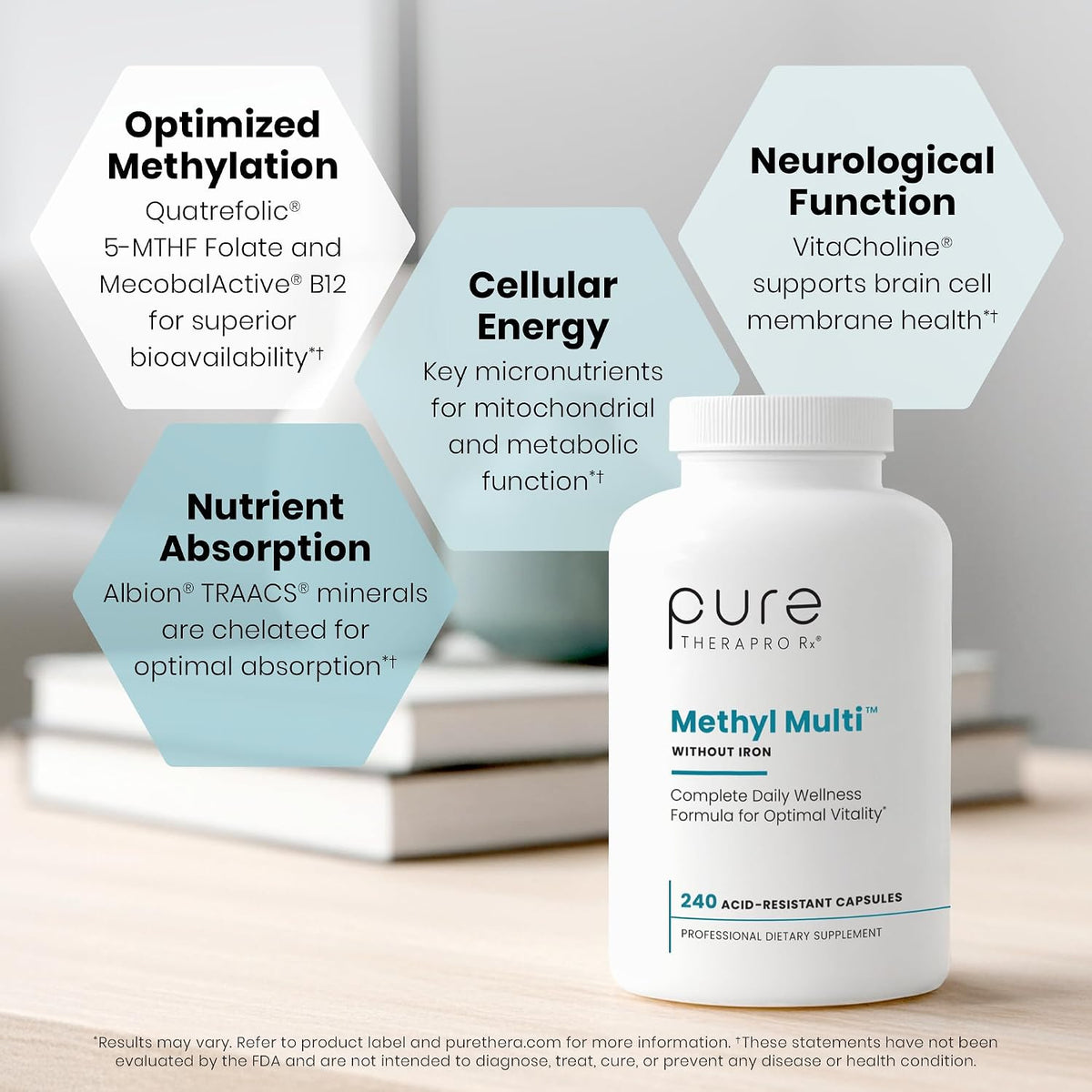 Pure Therapro Rx Methylated Multivitamin - No Iron, Methyl B12 & Methylfolate, 240 Capsules - görsel 4