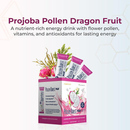 Youngevity ProJoba Pollen Burst™ Dragon Fruit - Natural Energy Supplement with Green Tea & Bee Pollen (30 Sticks)