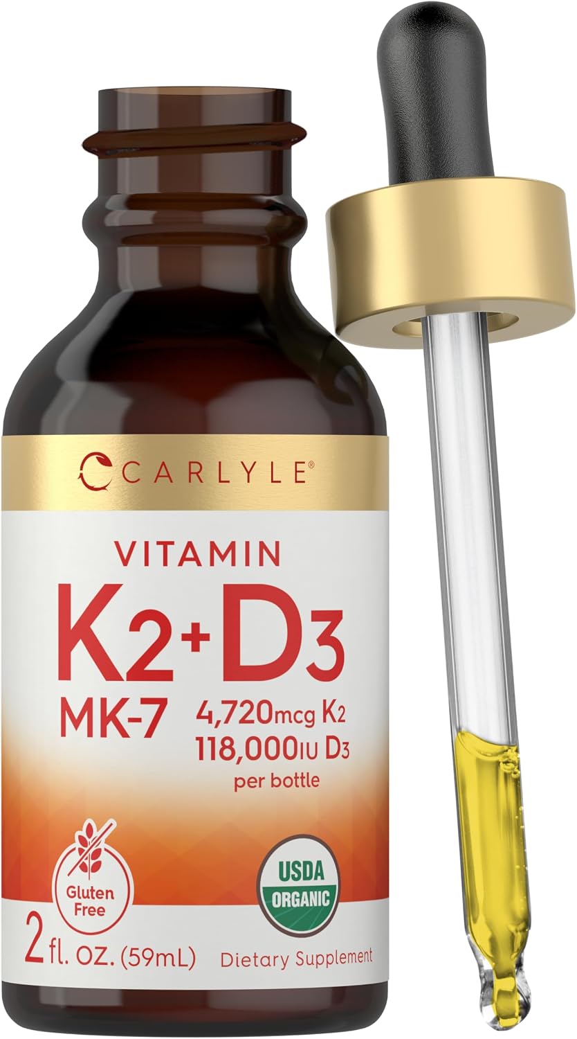 Carlyle Vitamin D3 K2 Drops - MK-7 Supplement - 60 ml - Vegetarian, Non-GM, Gluten & Soya Free - görsel 1