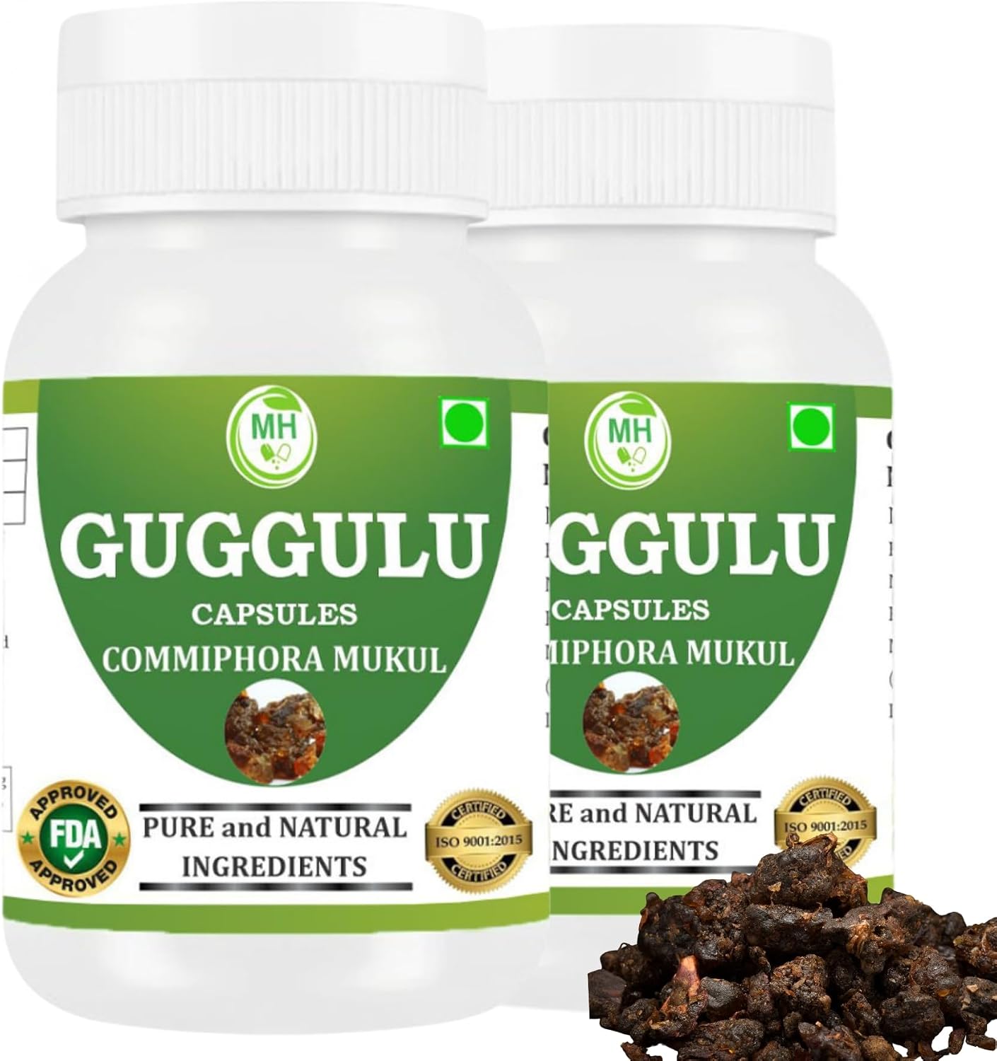 Guggulu (Commiphora Mukul) Vegetarian Capsules, Pack of 2 x 60 Capsules - görsel 1