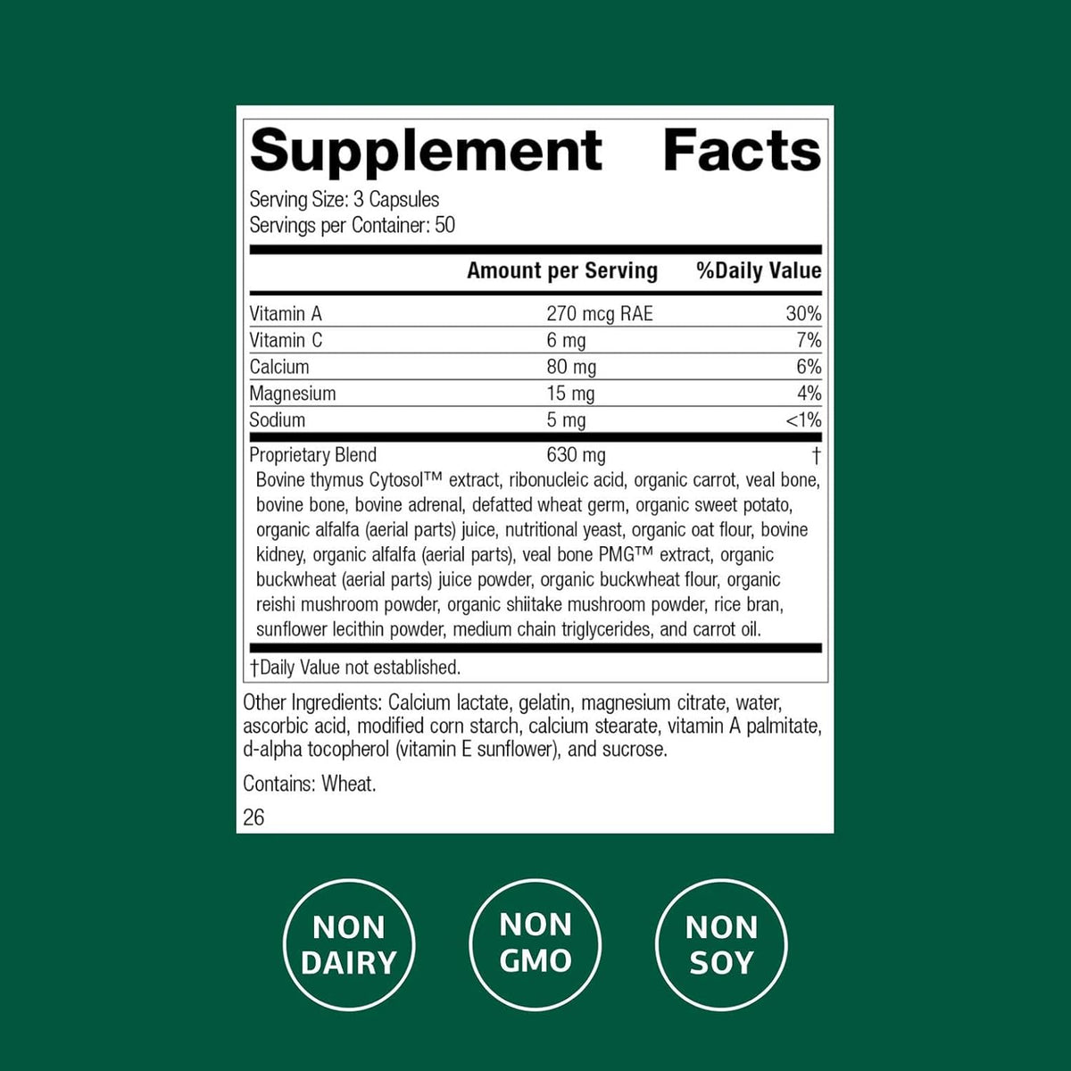 Standard Process Congaplex – Thymus Gland Support Food Supplement with Vitamin C, Vitamin A and Magnesium – 150 Capsules - görsel 2