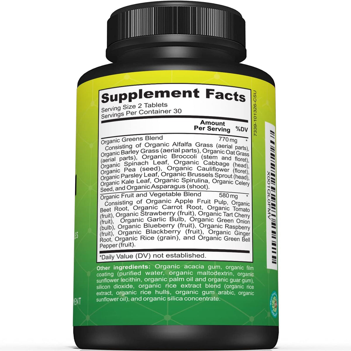 Sunergetic Premium USDA Organic Greens Superfood Tablets – 60 Tablets - görsel 2