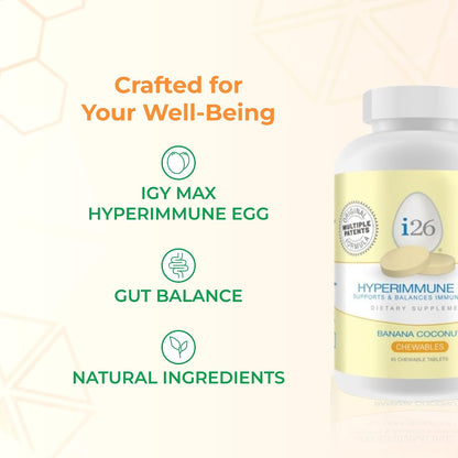 Youngevity i26 Hyperimmune Egg IgY Max Banana Coconut Chewable - 45 Chewable Tablets