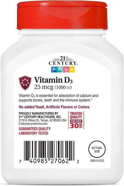 21st Century Vitamin D3 1000 IU, 110 Tablets