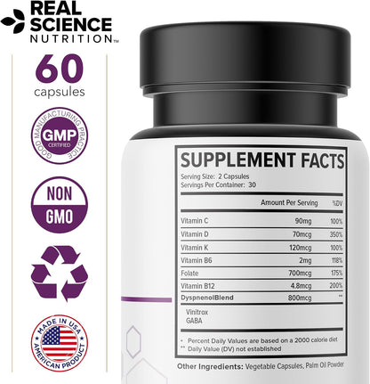 Real Science Dyspnenol - Natural Lung Support Supplement, 60 Capsules