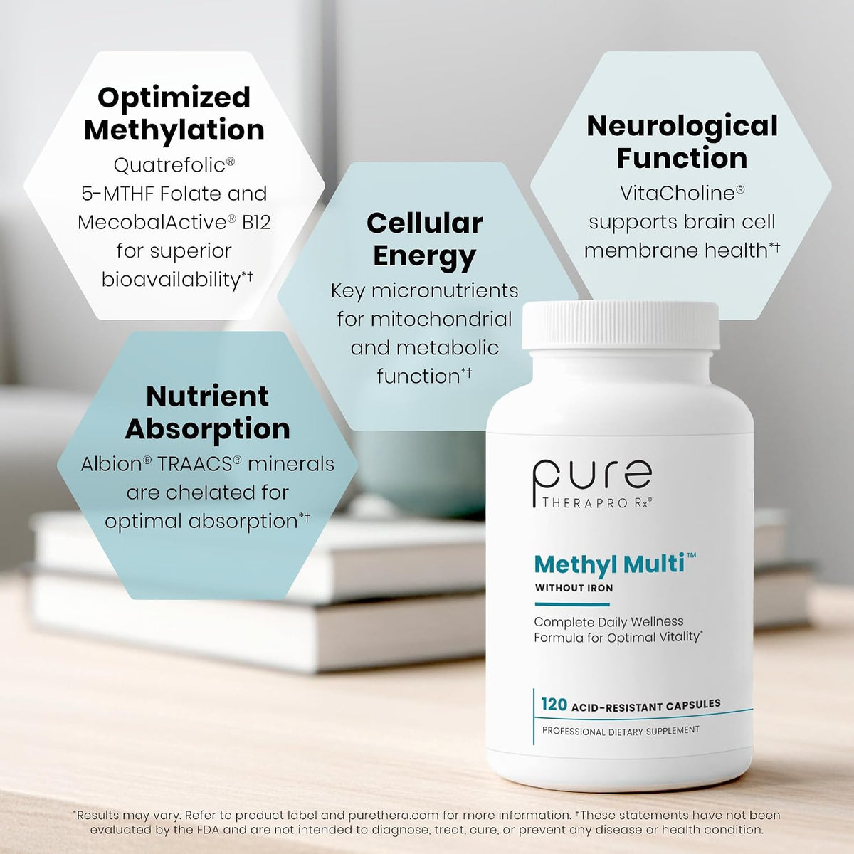 Pure Therapro Rx Methylated Multivitamin Without Iron – Methyl B12 & Methylfolate – 120 Capsules - görsel 4