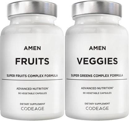 Amen Fruits & Veggies Vitamins Bundle - Whole Food Multivitamin, 180 Capsules