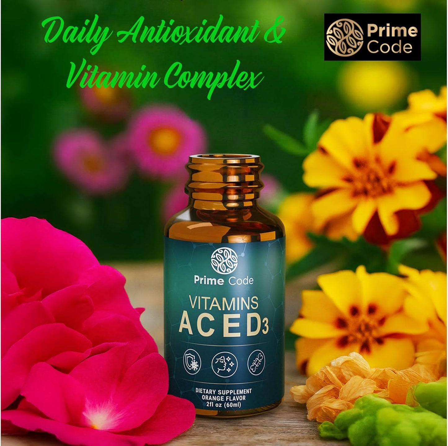 Prime Code Liquid Vitamin A Supplement with Vitamins C, D3 and E - Natural Orange, Non-GMO - görsel 7