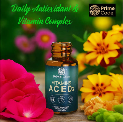 Prime Code Liquid Vitamin A Supplement with Vitamins C, D3 and E - Natural Orange, Non-GMO