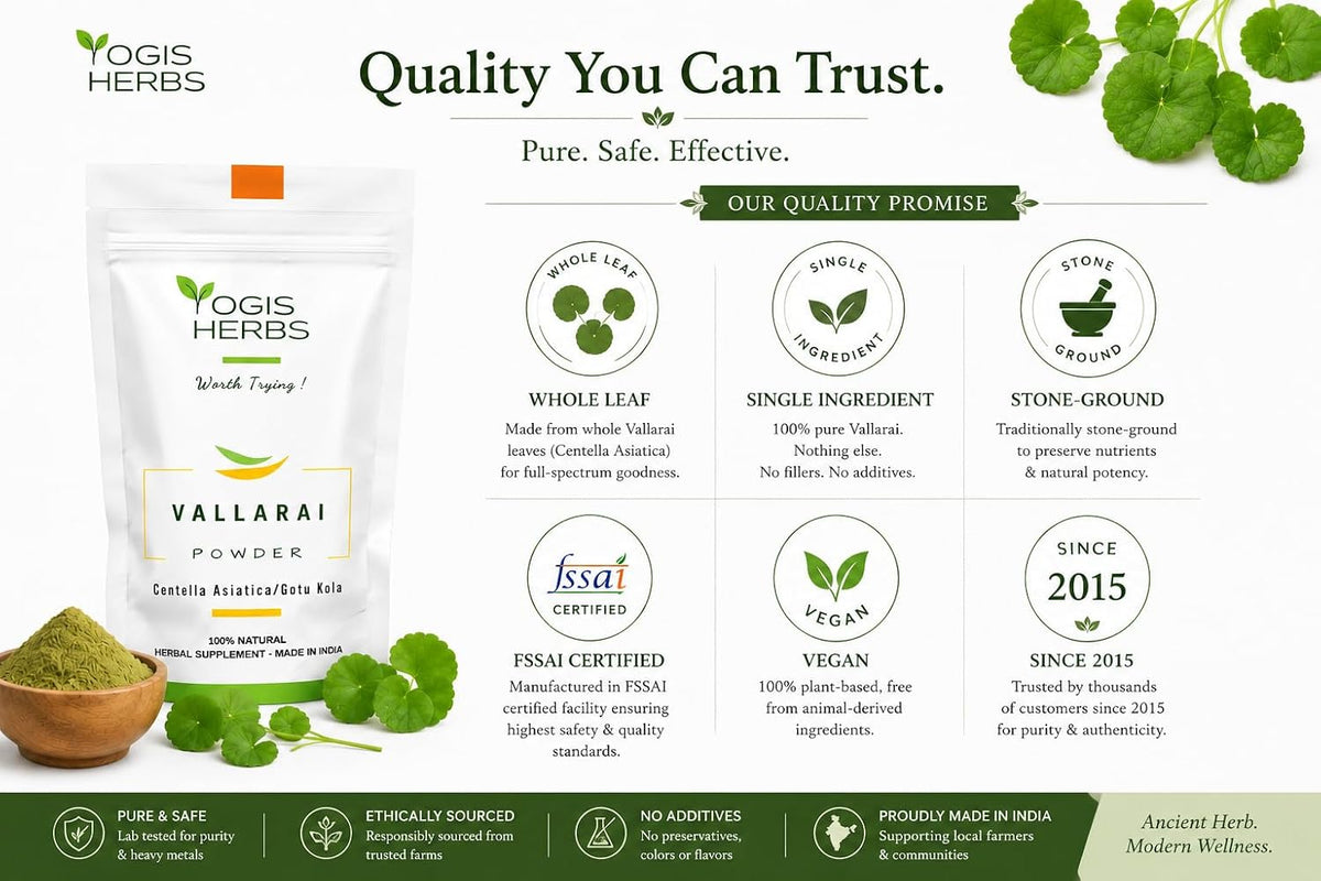 Vallarai Powder, Centella Asiatica (Gotu Kola/Mandukaparni) — Traditional Ayurvedic Herb for Cognitive Wellbeing & Mental Clarity — Pure Whole-Leaf Powder, Single-Ingredient - görsel 5