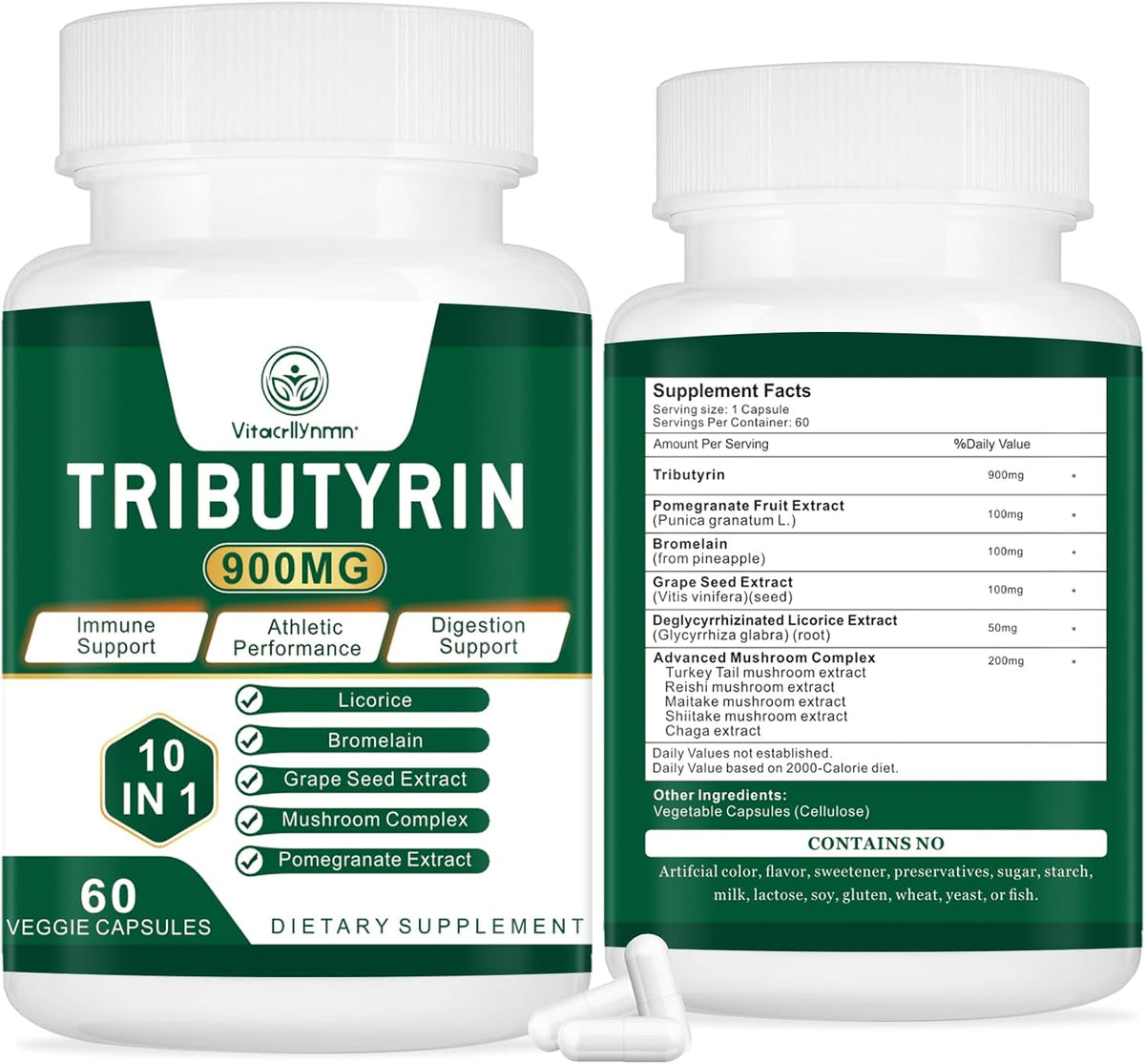 VITACRLLYNMN Tributyrin Supplement – Butyrate Precursor for Gut Barrier Support - görsel 1