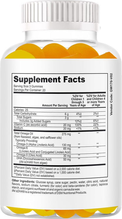 BrightKids Focus Gummies – Omega 3 DHA Brain Vitamins for Children & Teens