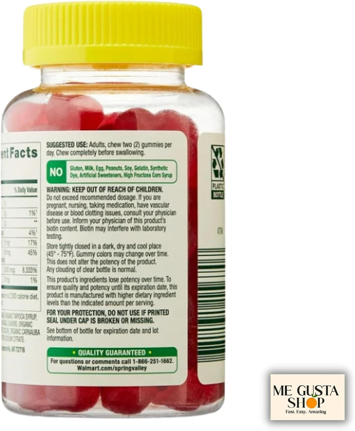 Spring Valley Biotin Vegetarian Gummies, Strawberry, 2500 mcg, 60 Count - görsel 5
