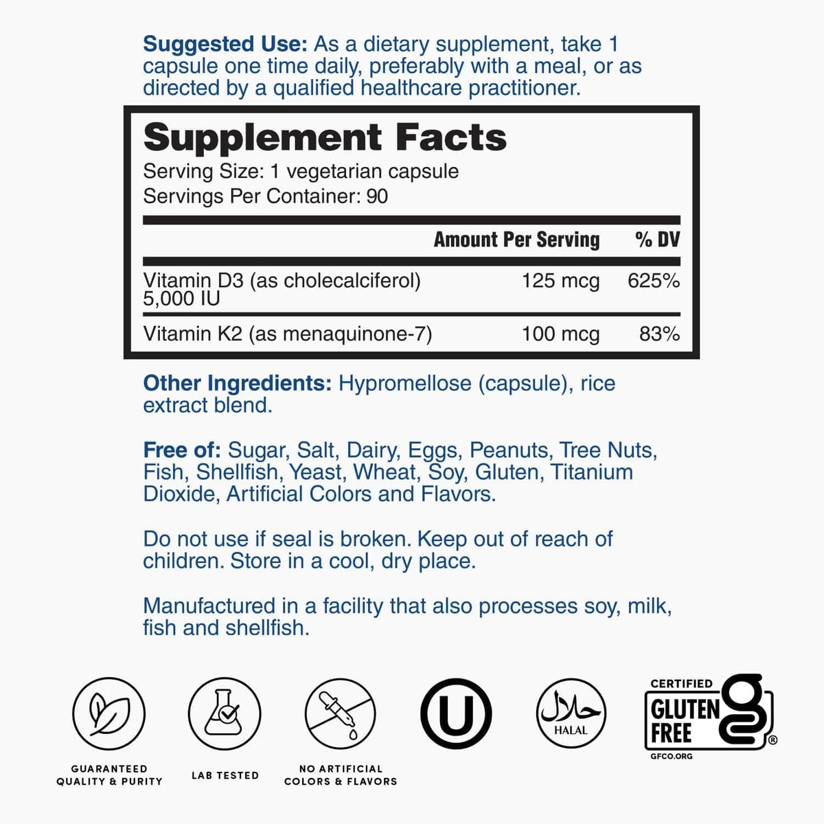 Nature's Lab Vitamin D3 Plus - Vitamins D3 & K2 (MK-7) - Immune Support, Bone Health, Normal Blood Clotting - Gluten-free, Non GMO - 90 Capsules - görsel 5