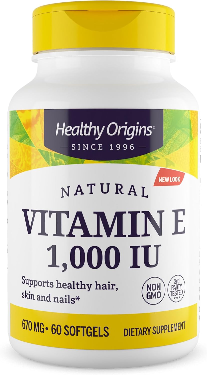Healthy Origins Vitamin E 1000 IU (Natural) Mixed Tocopherols - 60 Softgels - görsel 1