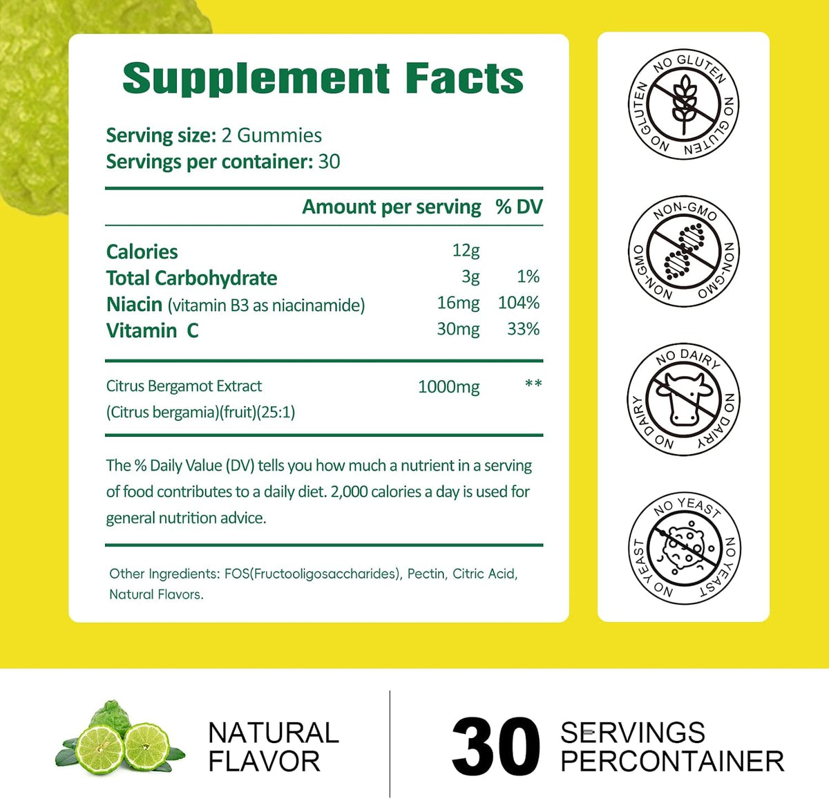 Sugar Free Citrus Bergamot Gummies – All Natural 25:1 Italian Bergamot Extract, Vegan - görsel 5