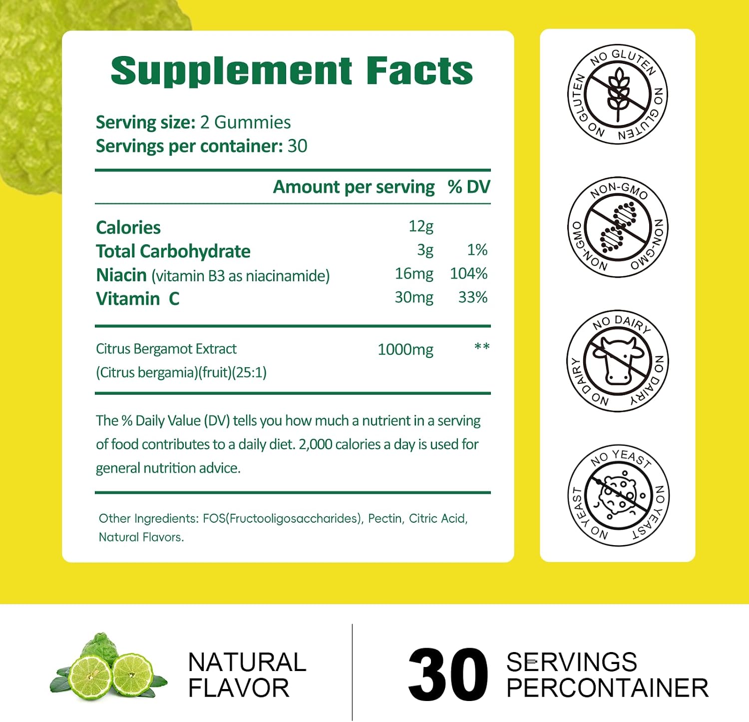 Sugar Free Citrus Bergamot Gummies – All Natural 25:1 Italian Bergamot Extract, Vegan - görsel 5