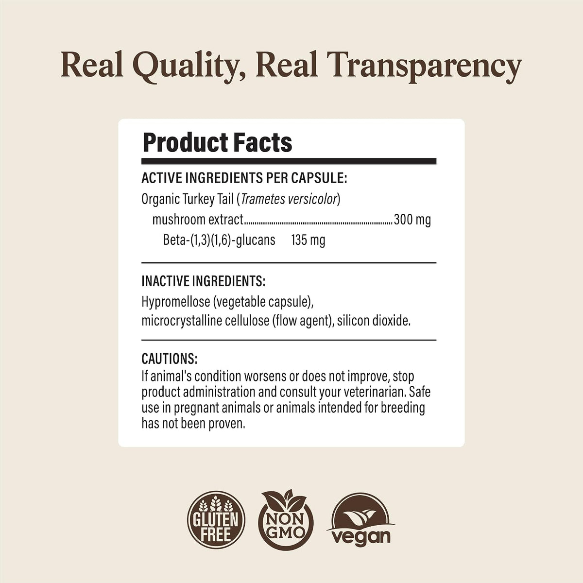 Real Mushrooms Turkey Tail Capsules for Pets – Organic Mushroom Supplement for Dogs and Cats, 90 ct - görsel 8
