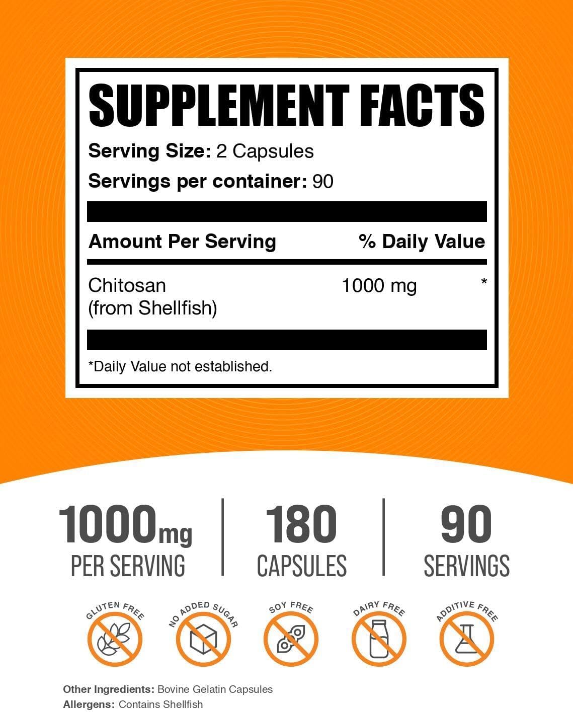 Chitosan Capsules 1000mg – 180 Capsules - görsel 2