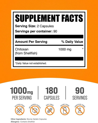 Chitosan Capsules 1000mg – 180 Capsules