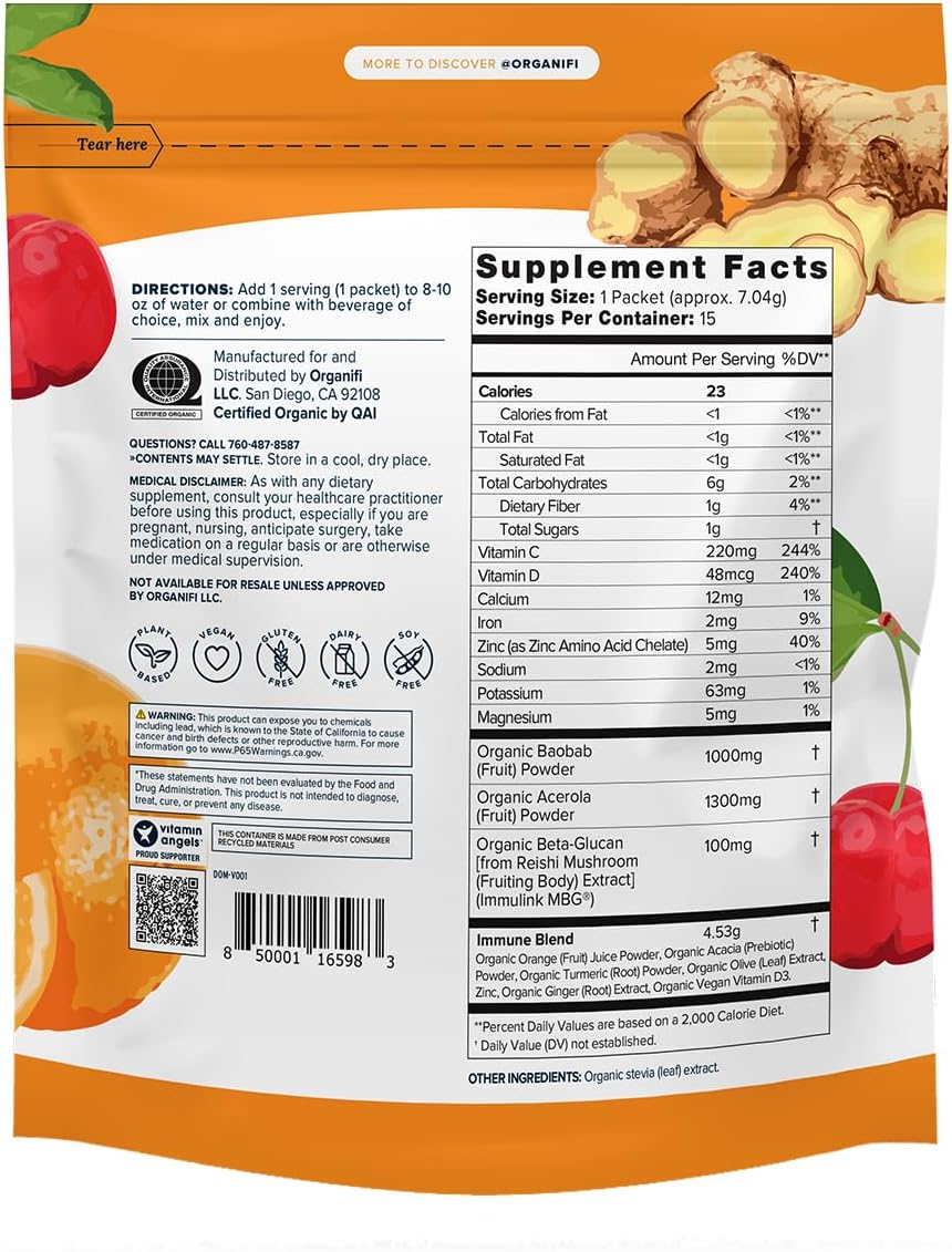 Organifi Immunity - Organic Superfood Immune Support - 15 Single Serve Sachets - görsel 2