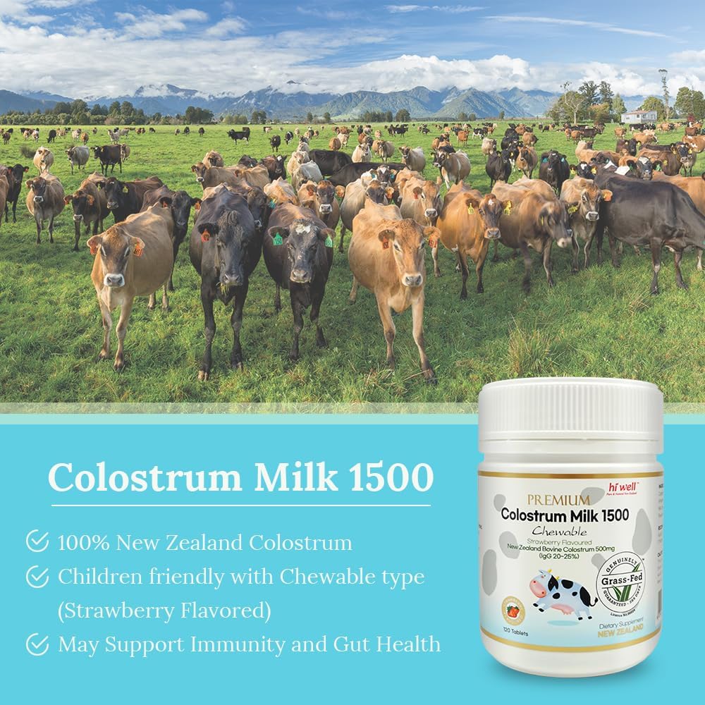 Hi Well Premium Grass-Fed Colostrum 1500 - 120 Chewable Tablets (3-Pack) - görsel 3