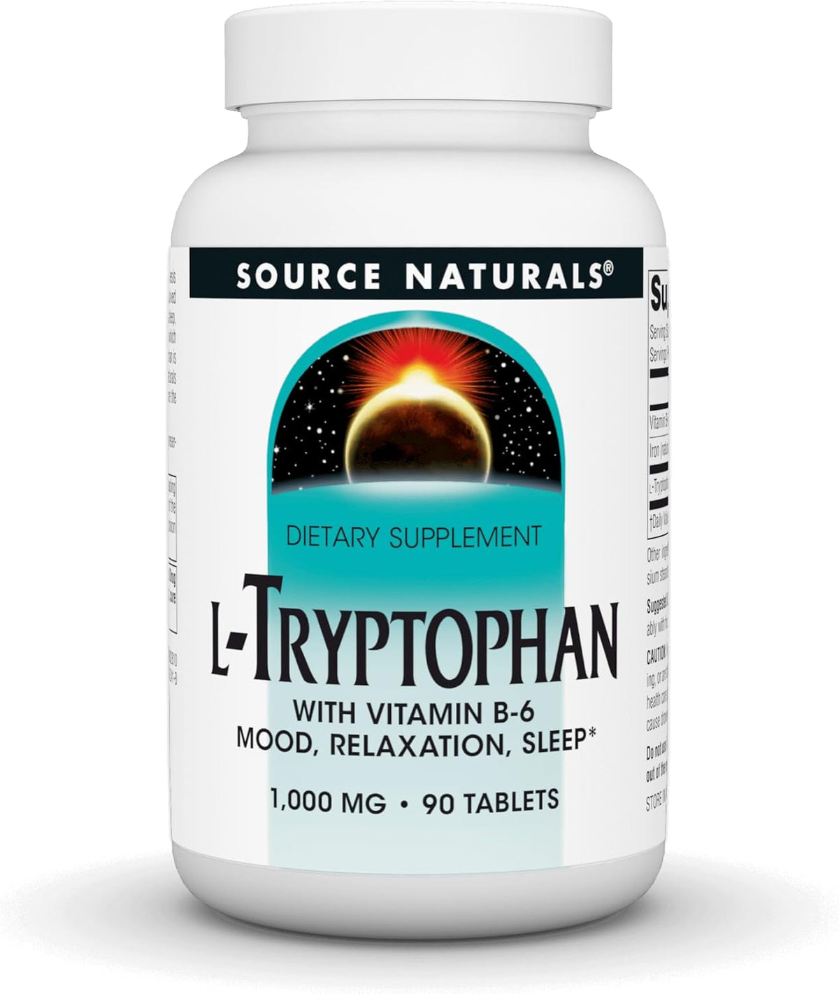 Source Naturals L-Tryptophan with Vitamin B-6 - 1000 mg, 90 Tablets - görsel 1
