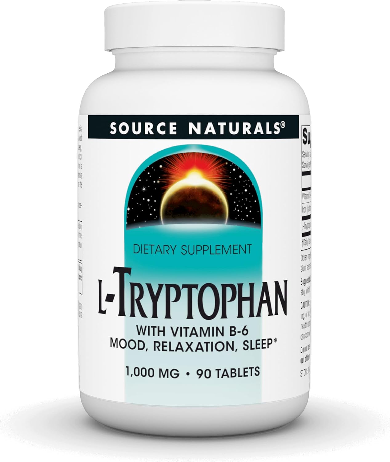 Source Naturals L-Tryptophan with Vitamin B-6 - 1000 mg, 90 Tablets - görsel 1