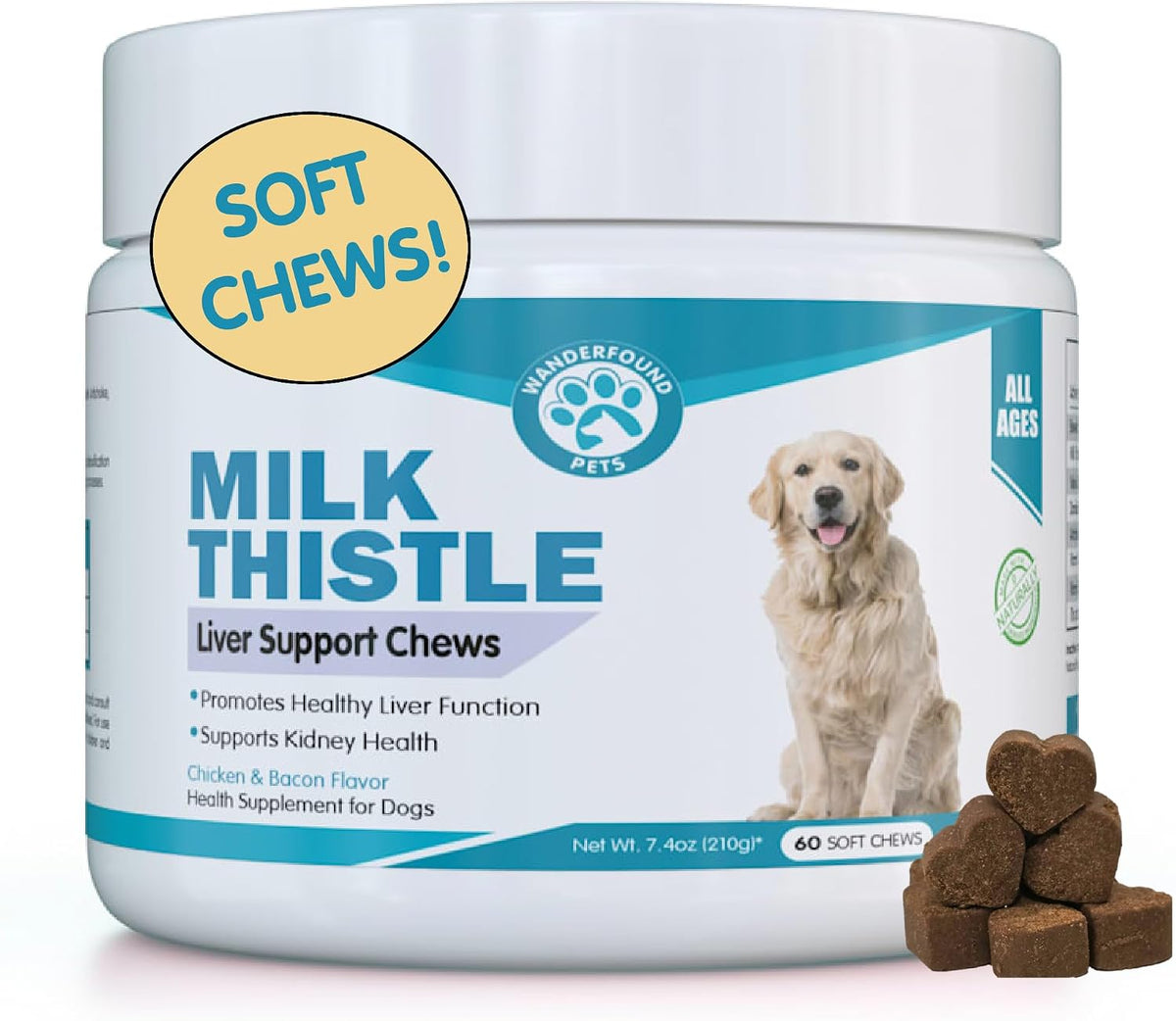 Wanderfound Pets Milk Thistle for Dogs – Liver Support Soft Chews - görsel 1