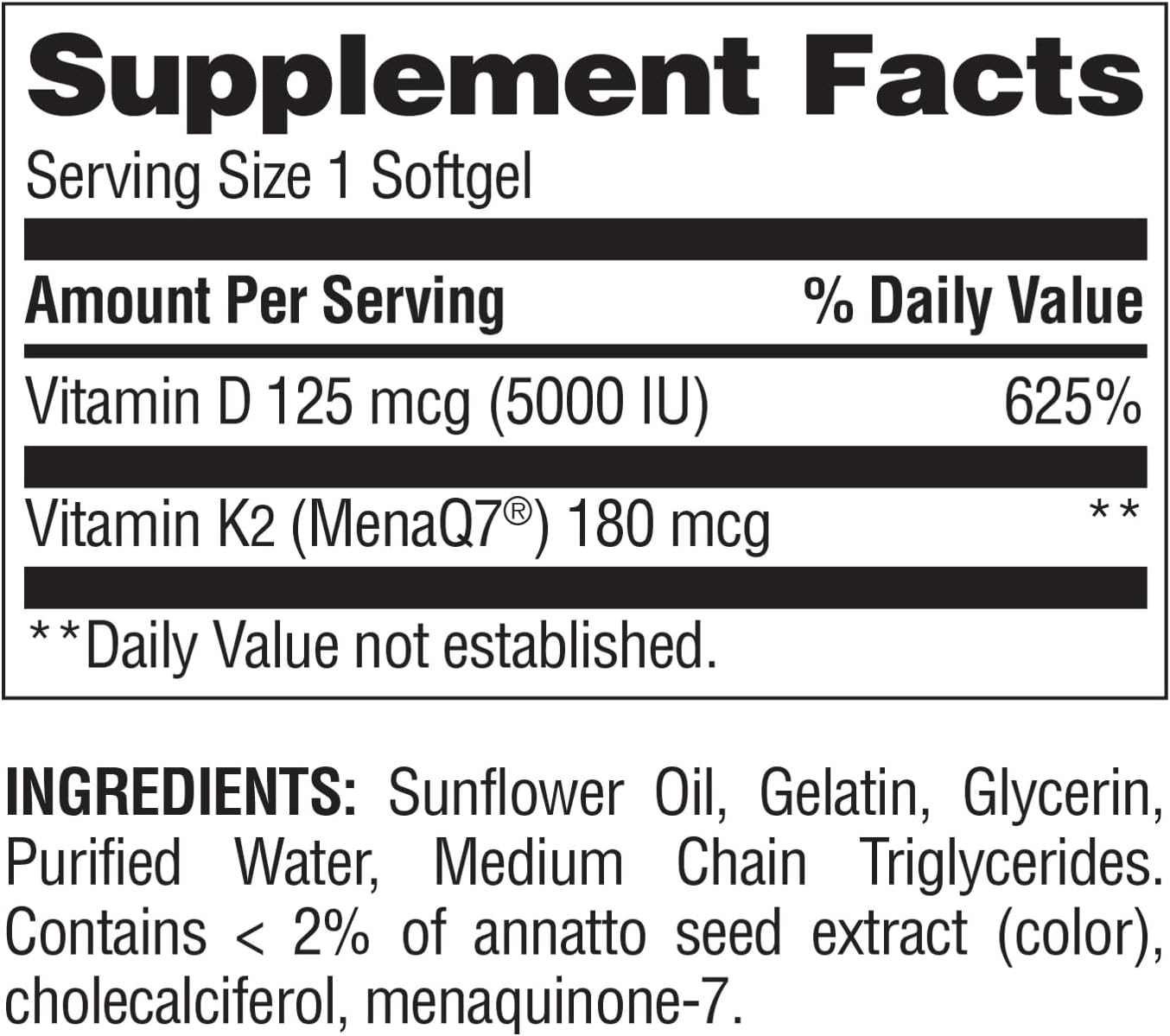 Nature's Wonder Vitamin K2 + D3 with MenaQ7 for Cardiovascular, Brain, Bone and Muscle Health, 120 Soft gel capsules, 120 Day Supply - görsel 6