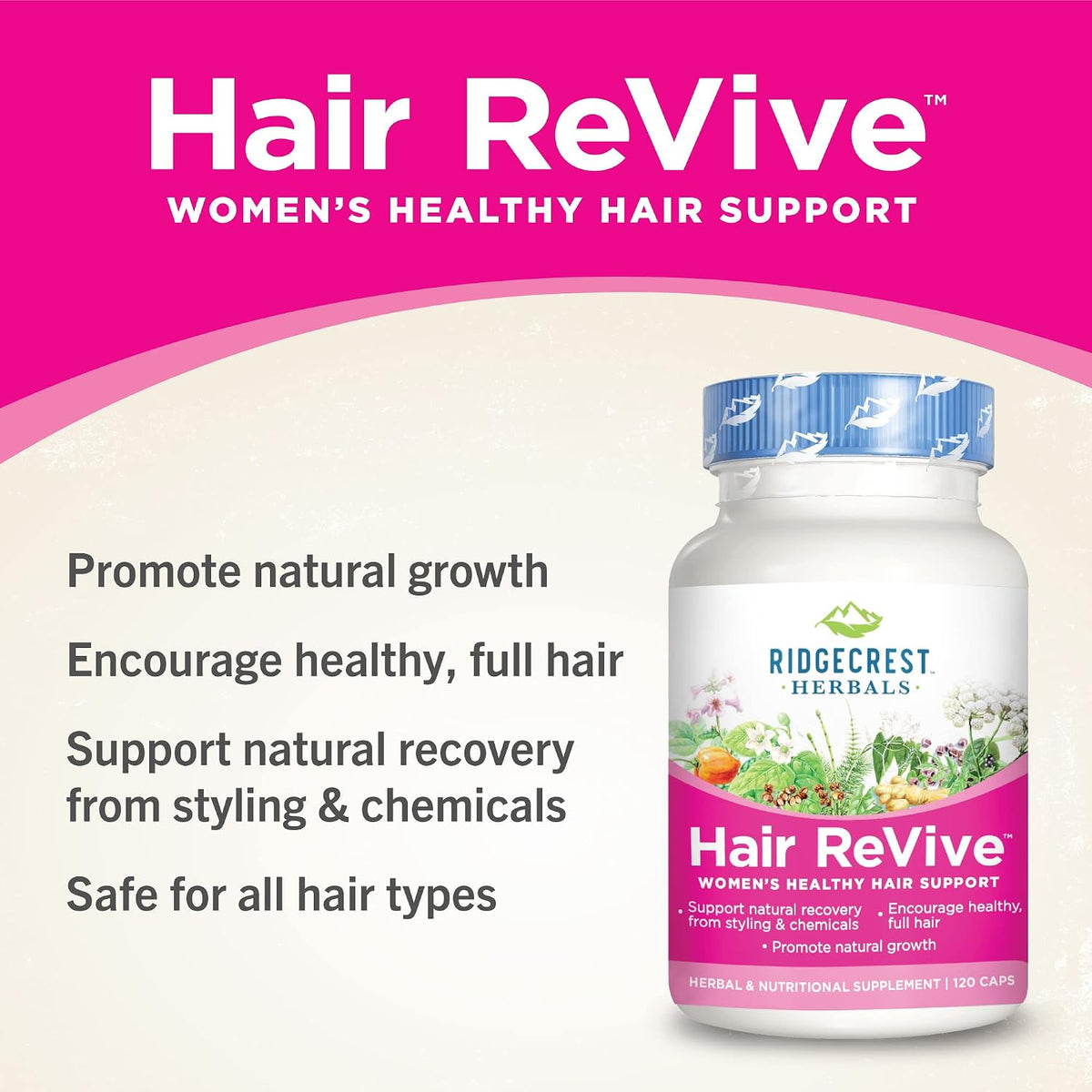 RidgeCrest Herbals Hair ReVive – Nutritional Hair Supplement for Women with Biotin, Vitamin C, Zinc & Copper - görsel 3