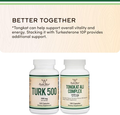 Turkesterone Supplement 500mg, 120 Capsules – Ajuga Turkestanica Extract (10% Turkesterone) for Men's Health Support by Double Wood