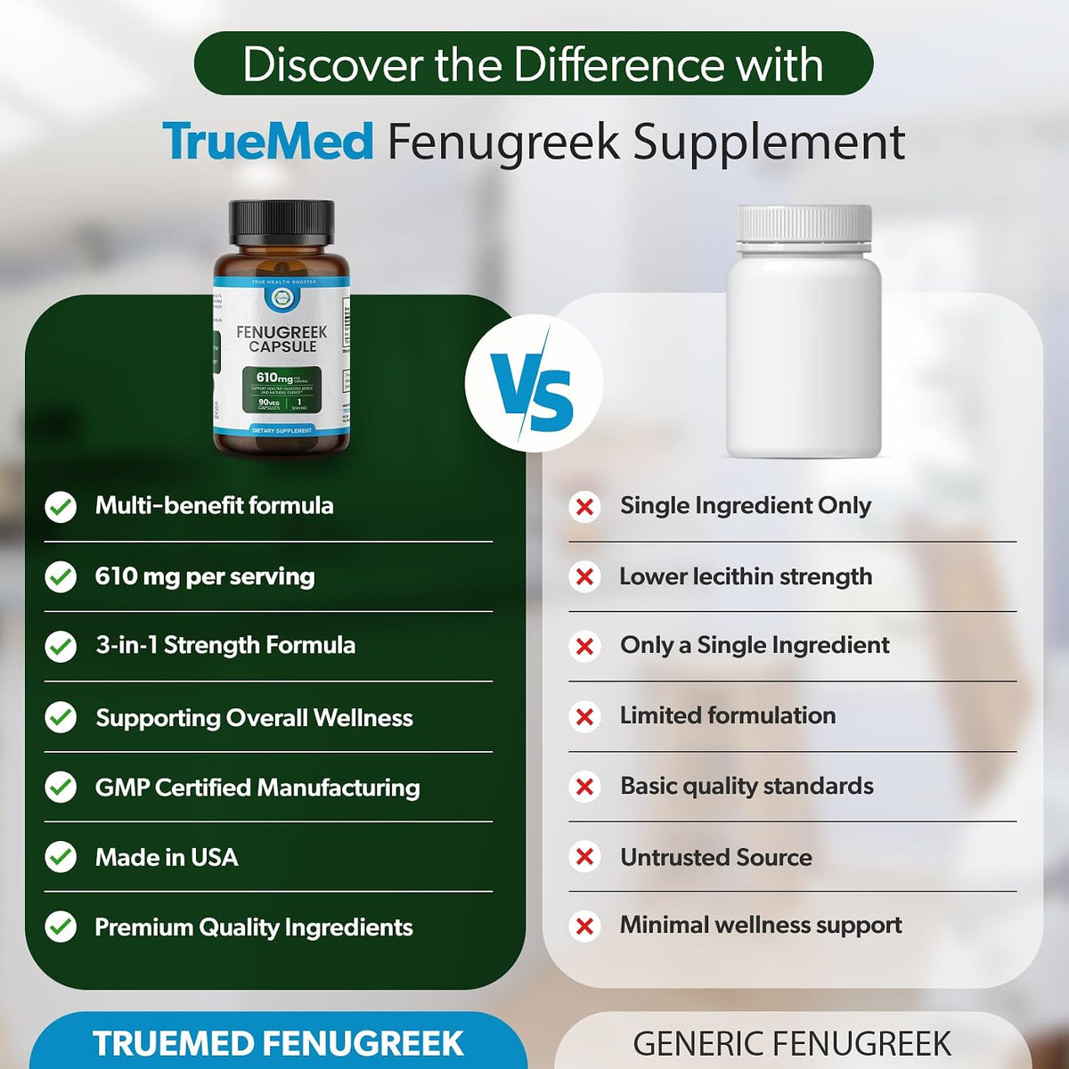 TRUEMED Organic Fenugreek Capsules 610 mg – Digestive Comfort, Natural Energy and Wellness Support (90 Capsules) - görsel 6